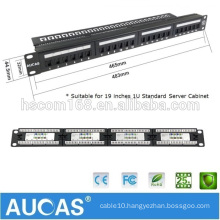Aucas Taiwan Imported FTP/STP Shielded 24 Port Cat6 Patch Panel 19" 1U For Network Cables